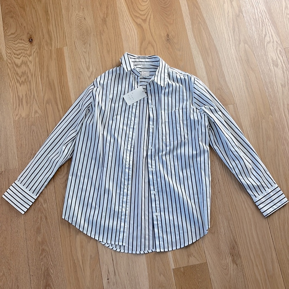 A New Day Grey and white Striped Button Down Shirt